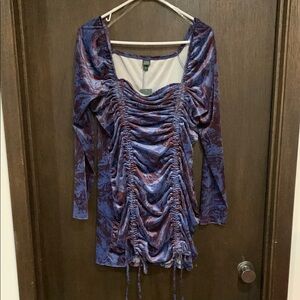 *4/$20* NWT Wild Fable blue & purple swirly marbled dress with cinching up front